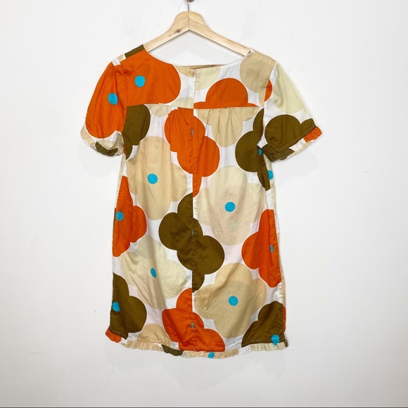 Orla Kiely Retro Floral Shift Dress Cream Orange Brown - Picture 7 of 11